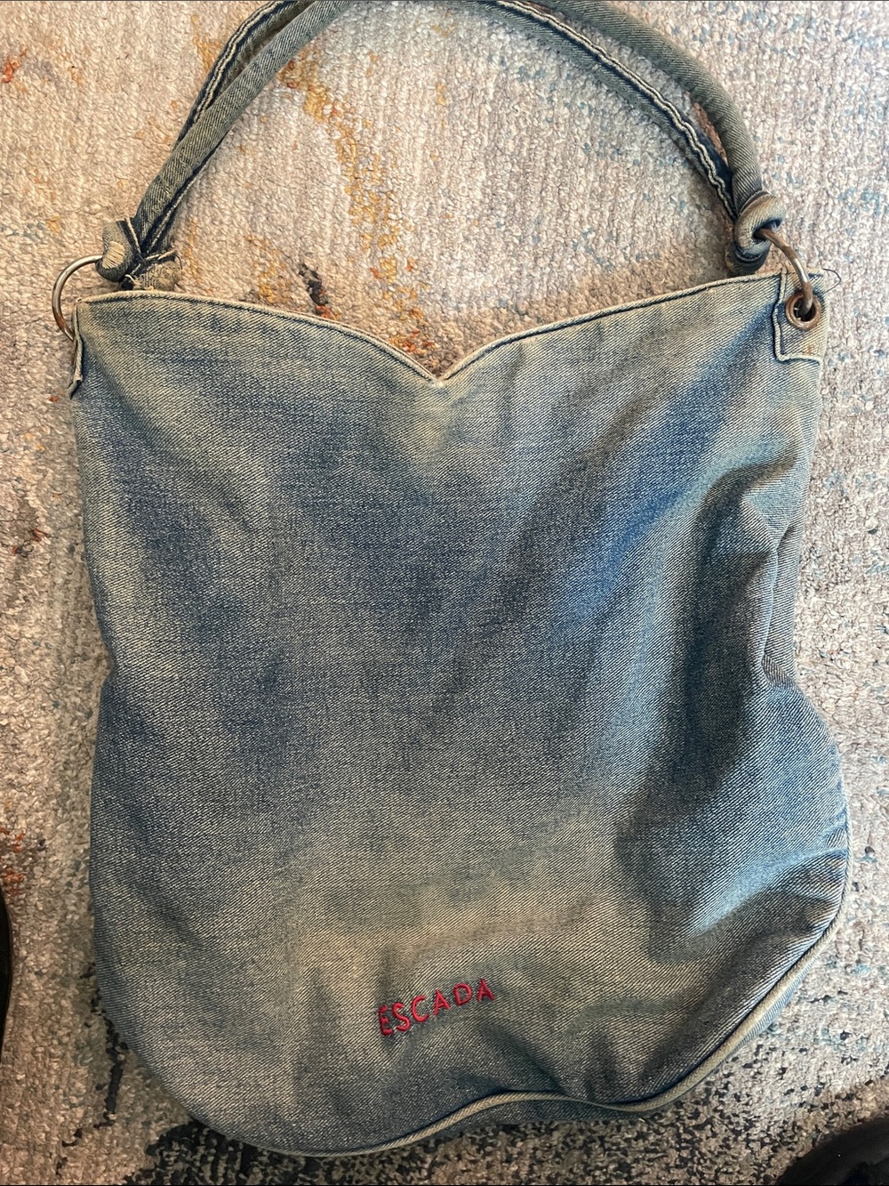 Vintage Escada Light Blue Denim Shoulder Bag